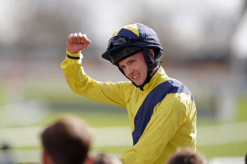 Michael O’Sullivan celebrates winning the Sky Bet Supreme Novices’ Hurdle with Marine Nationale on day one of the Cheltenham Festival at Cheltenham Racecourse. Picture date: Tuesday March 14, 2023.