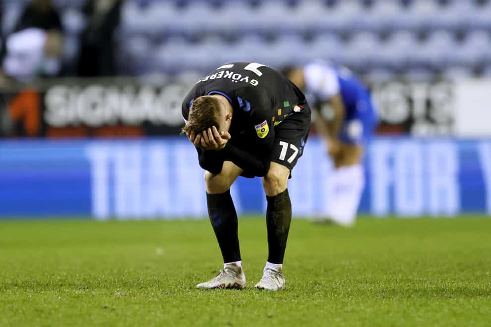 Coventry City’s Viktor Gyokeres appears dejected at the end of the Sky Bet Championship match at The DW Stadium, Wigan. Picture date: Tuesday March 14, 2023.