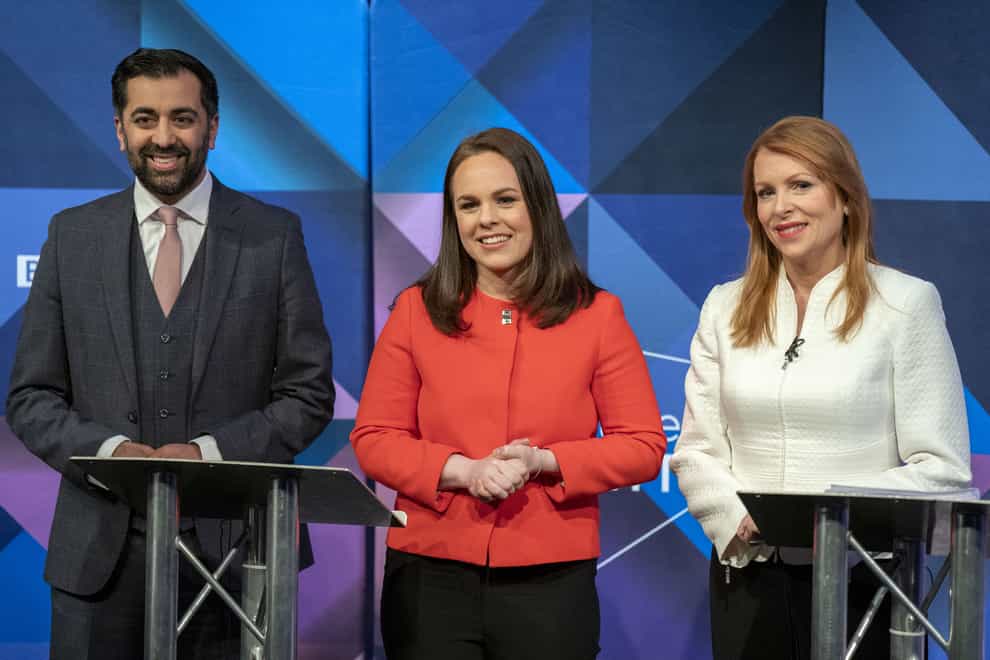 The candidates faced off in the final TV debate of the contest on Tuesday (Jane Barlow/PA)