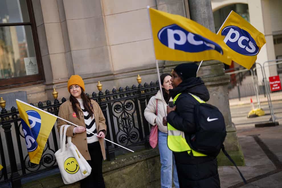 Members of the Public and Commercial Services union are on strike across the country (PA)