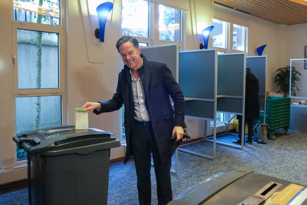 Dutch Prime Minister Mark Rutte casts his ballot (AP)