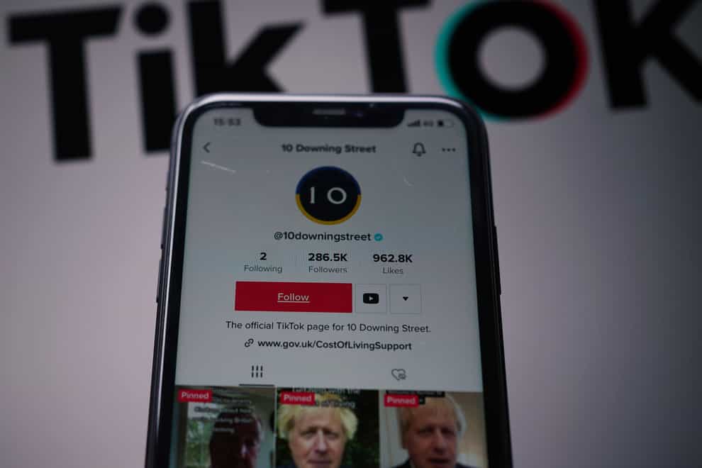 The official TikTok page for 10 Downing Street is shown on the TikTok app (Yui Mok/PA)