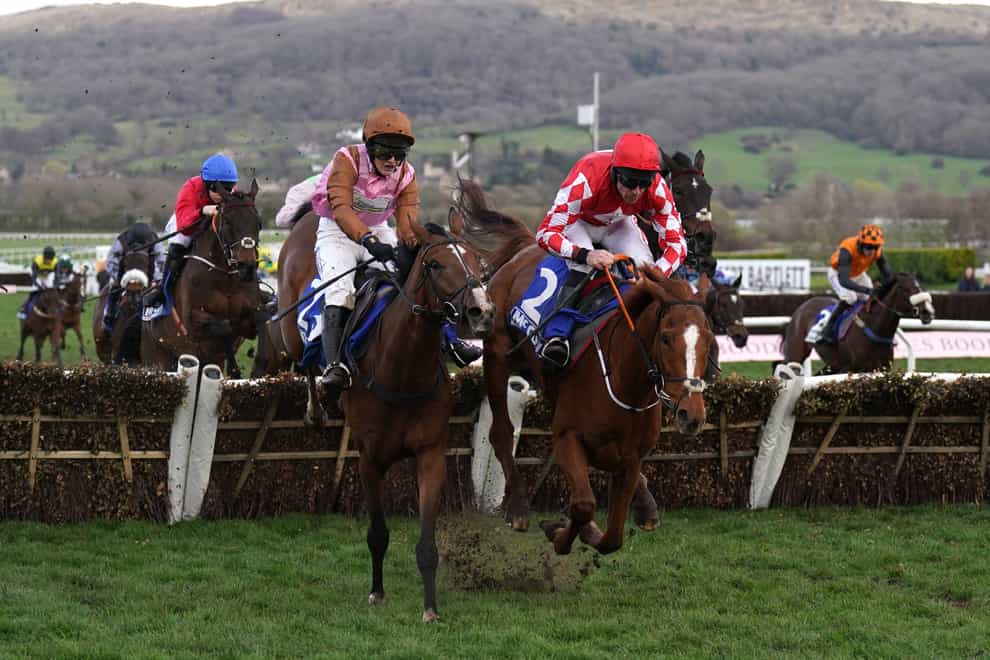 Faivoir ridden by Bridget Andrews (left) on their way to winning the McCoy Contractors County Handicap Hurdle on day four of the Cheltenham Festival at Cheltenham Racecourse. Picture date: Friday March 17, 2023. (Tim Goode/PA)