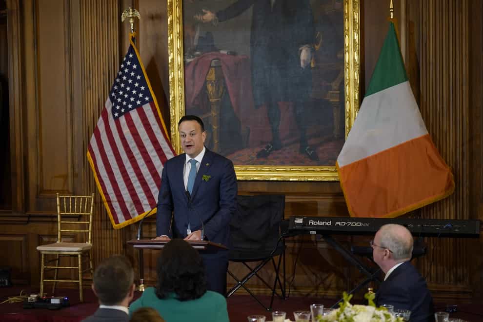 Taoiseach Leo Varadkar speaking at the annual ‘Friends of Ireland Luncheon’ (Niall Carson/PA)