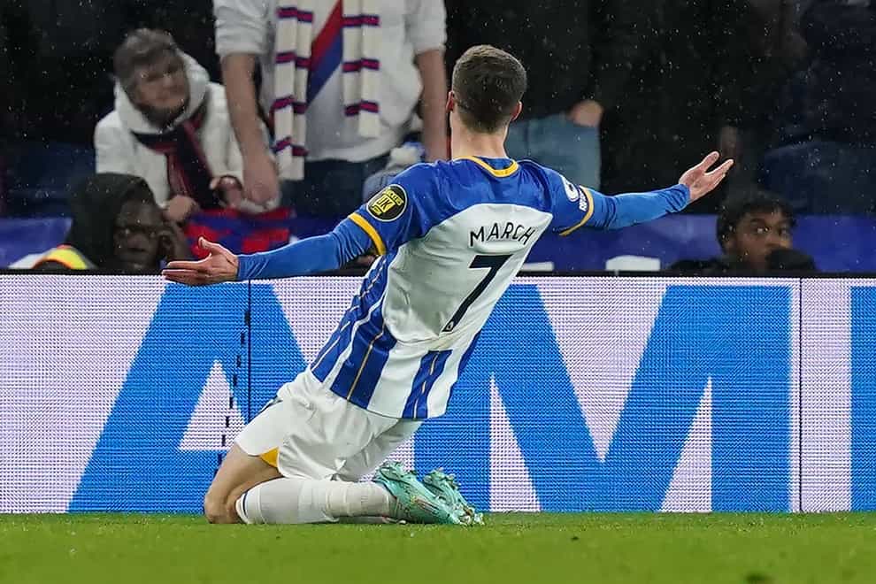 Solly March scored the winner against Crystal Palace (Gareth Fuller/PA)