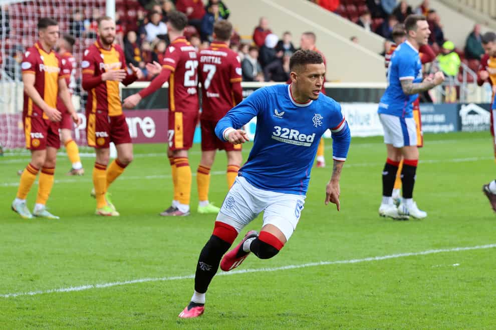 Rangers’ James Tavernier levels against Motherwell (Robert Perry/PA)