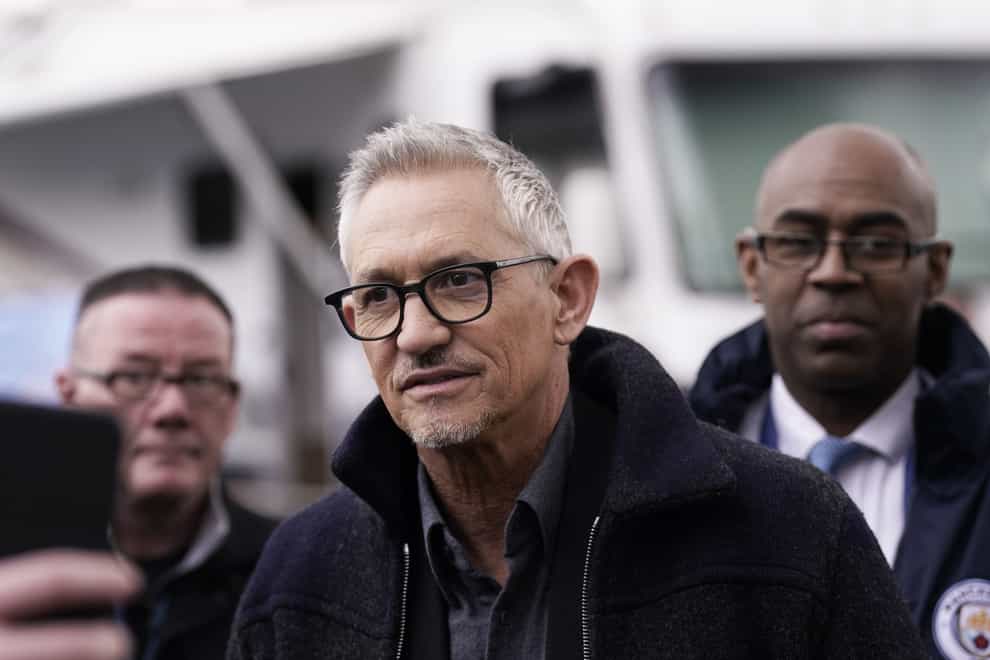 Gary Lineker, pictured, as her arrived at the Etihad Stadium in Manchester to present live coverage of the FA Cup quarter-final between Manchester City and Burnley on the BBC. (Danny Lawson/PA)