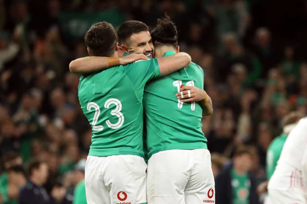 Ireland celebrate after the Guinness Six Nations match at Aviva Stadium, Dublin. Picture date: Saturday March 18, 2023.