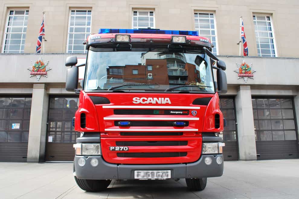 A fire engine parked outside Nottingham Central Fire Station (PA)