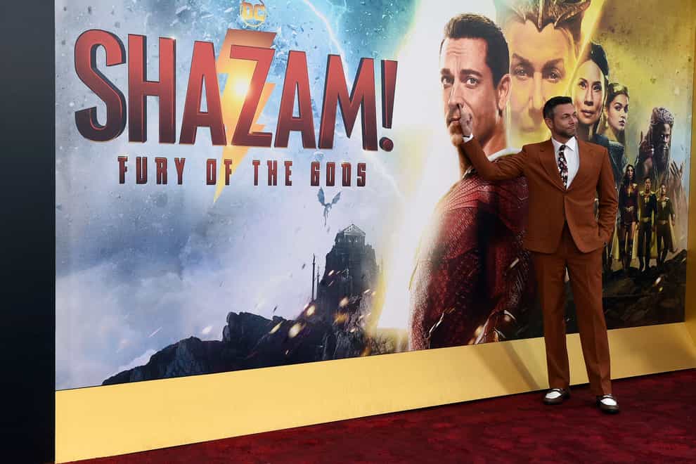 Zachary Levi arrives at the world premiere of Shazam! Fury Of The Gods in Los Angeles (Photo by Richard Shotwell/Invision/AP)
