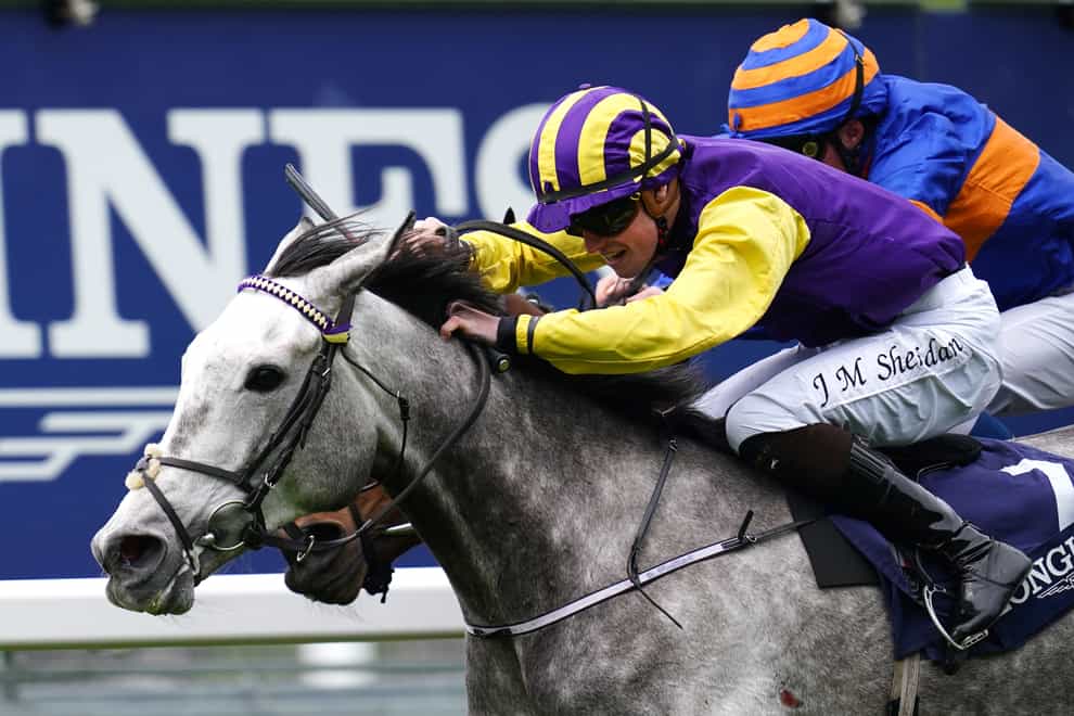 Princess Zoe ridden by Joey Sheridan (left) before going on to win Longines Sagaro Stakes on Royal Ascot Trials Day at Ascot Racecourse, Berkshire. Picture date: Wednesday April 27, 2022. (John Walton/PA)