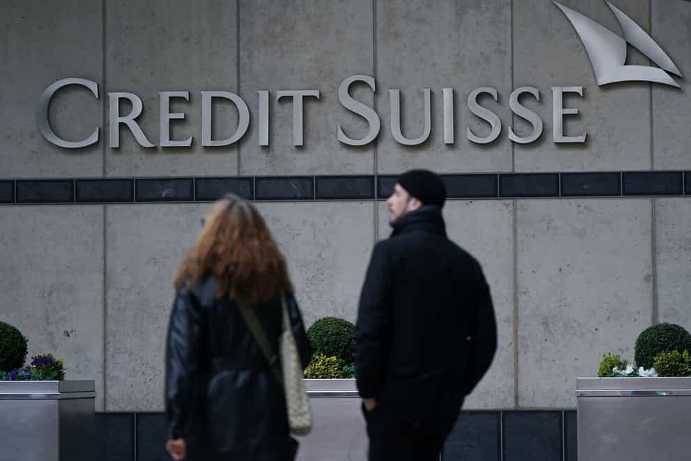 Jobs at Credit Suisse’s UK office could be at risk after the sale of the Swiss bank to bigger rival UBS (Yui Mok/ PA)
