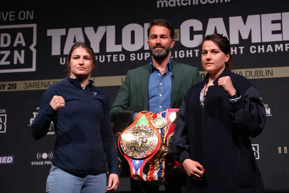 Katie Taylor, left, and Chantelle Cameron will put their unbeaten records on the line in Dublin (Damien Eagers/PA)