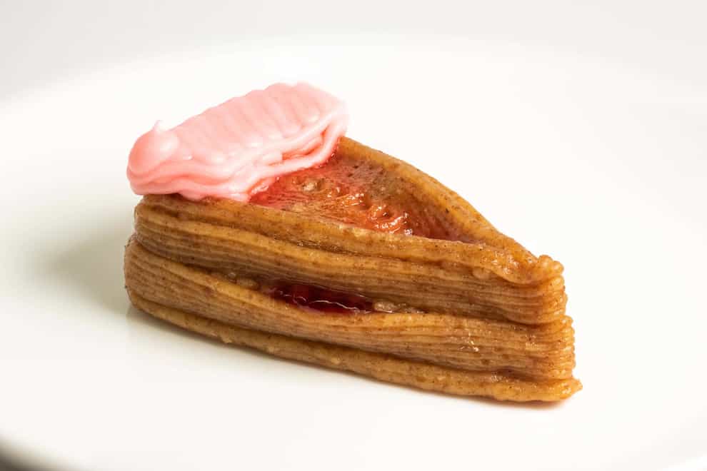 The seven-ingredient dessert created using 3D printers (Jonathan Blutinger/Columbia Engineering)