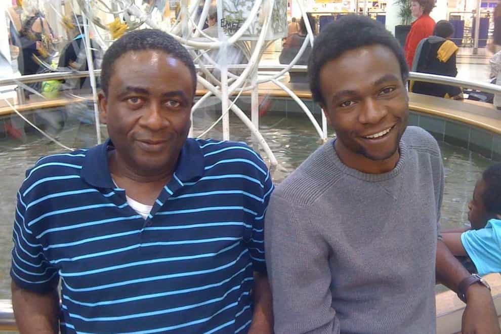 Lobby Akinnola and his father Femi, who died in April 2020 with Covid (Lobby Akinnola/PA)