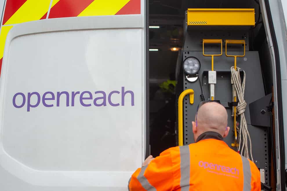 Openreach is pressing ahead with plans for full-fibre broadband to reach 25 million premises after announcing it is now available to 10 million homes, businesses and public services across the UK (Joe Giddens/PA)