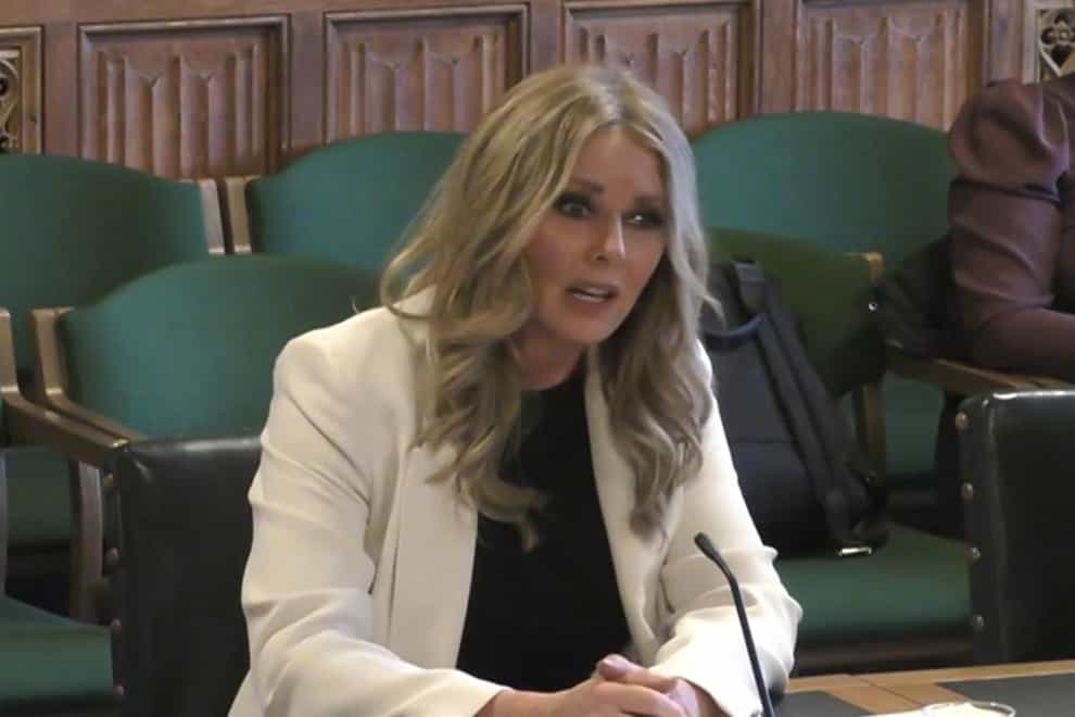 Carol Vorderman, who is patron of Menopause Mandate, appeared before the Women and Equalities Committee (House of Commons/UK Parliament/PA)