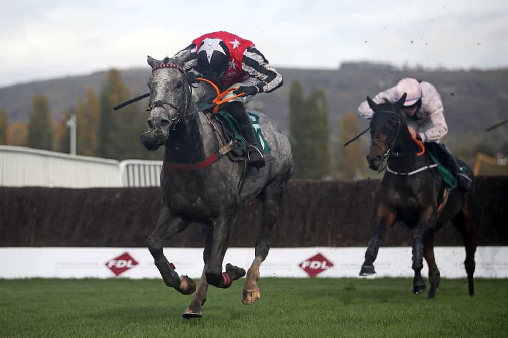 Straw Fan Jack ridden by Sean Houlihan runs home to win the squareintheair.com Novices’ Chase at Cheltenham racecourse. Picture date: Friday October 21, 2022. Simon Marper/PA)