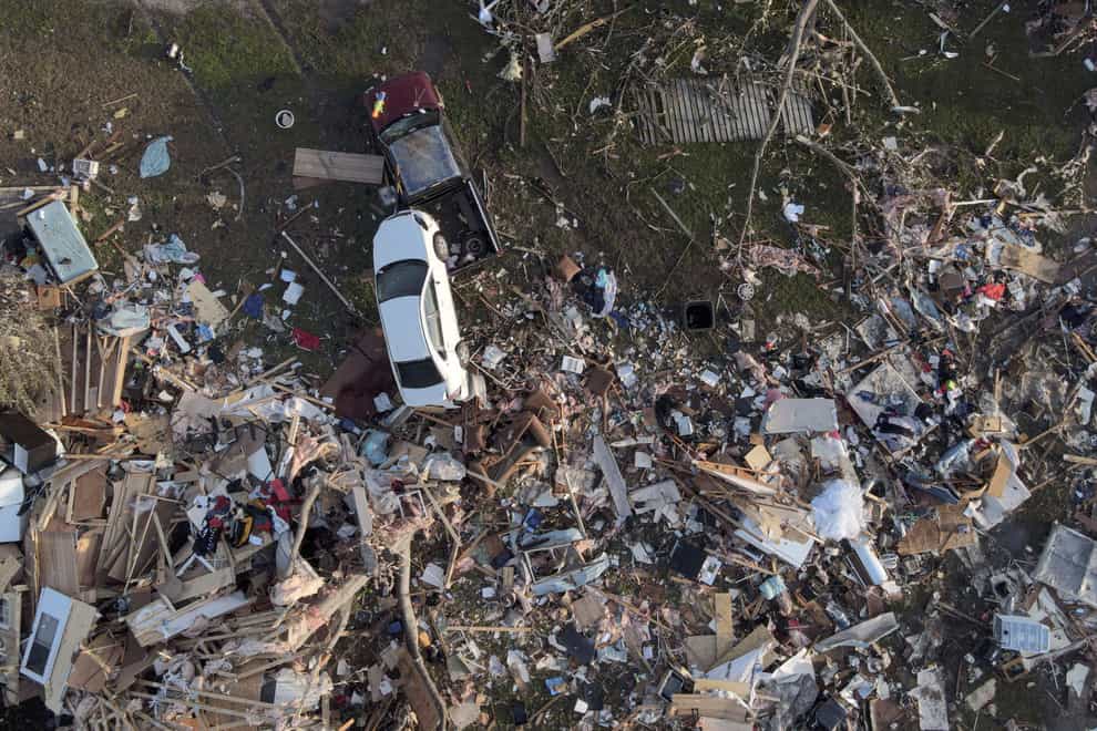 The tornado devastated a swath of the town of Rolling Fork in Mississippi (Julio Cortez/AP)