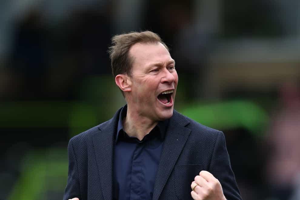 Forest Green manager Duncan Ferguson celebrates the win (Nigel French/PA)
