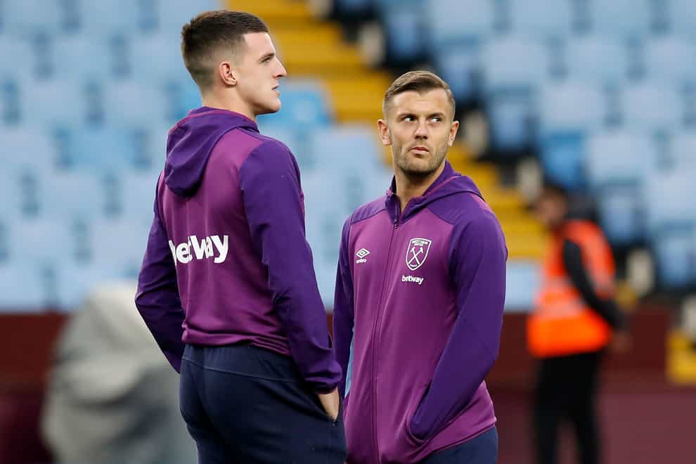 Declan Rice and Jack Wilshere were team-mates at West Ham. (Martin Rickett/PA)