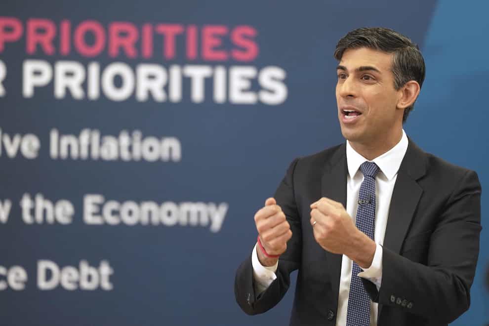 Prime Minister Rishi Sunak takes part in a Q&A session in Essex (Kin Cheung/PA)