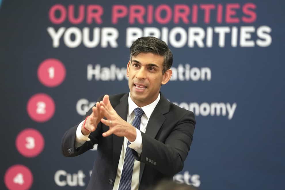 Prime Minister Rishi Sunak’s personal ratings are largely unchanged despite a raft of policy announcements (PA)