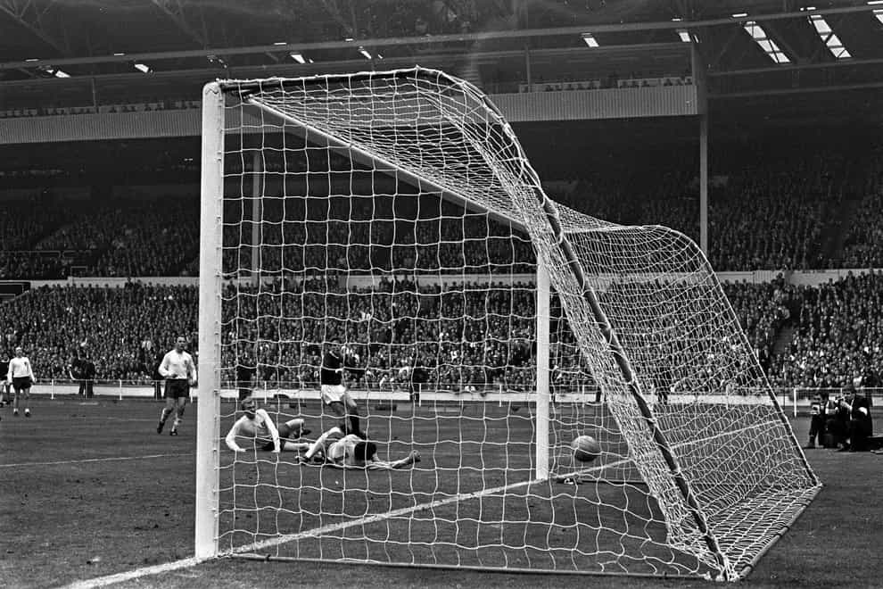Scotland’s Jim McCalliog puts the ball past goalkeeper Gordon Banks for Scotland’s Wembley winner in 1967 (PA)