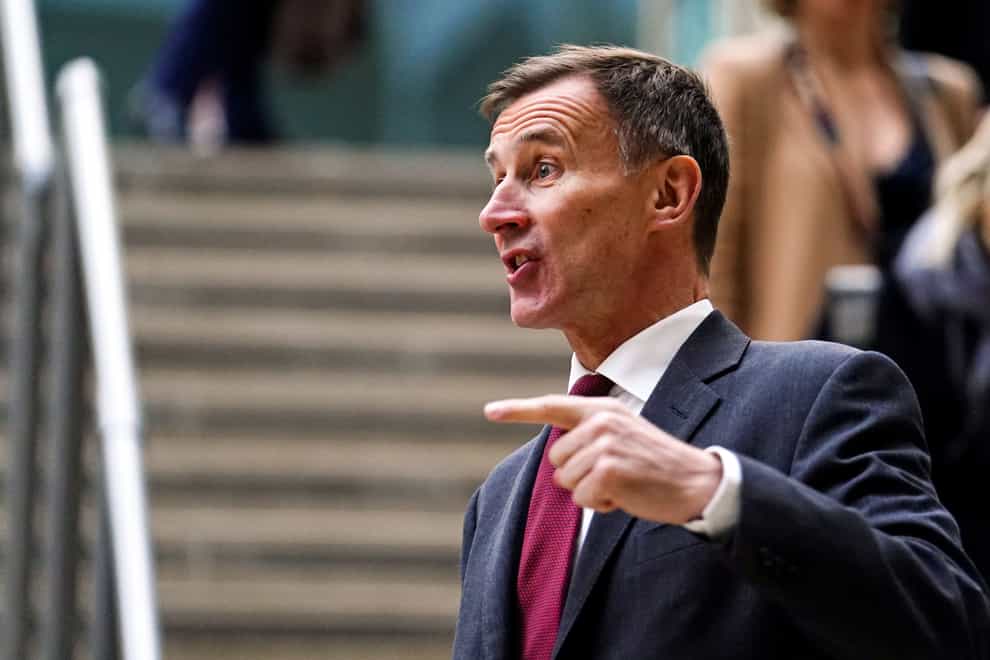 Chancellor Jeremy Hunt unveiled the first step of the Government’s response to the US’s multibillion-dollar investment in green technology by criticising Joe Biden (Jordan Pettitt/PA)
