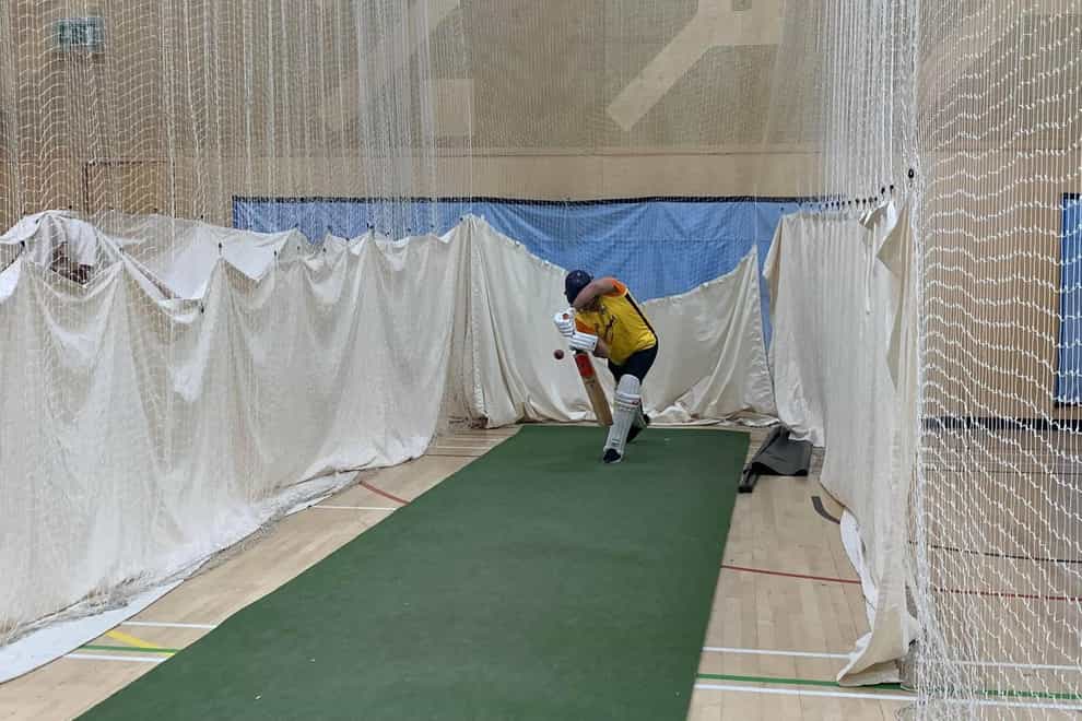 A member of the refugee cricket team in nets (Ben Doyle/PA)