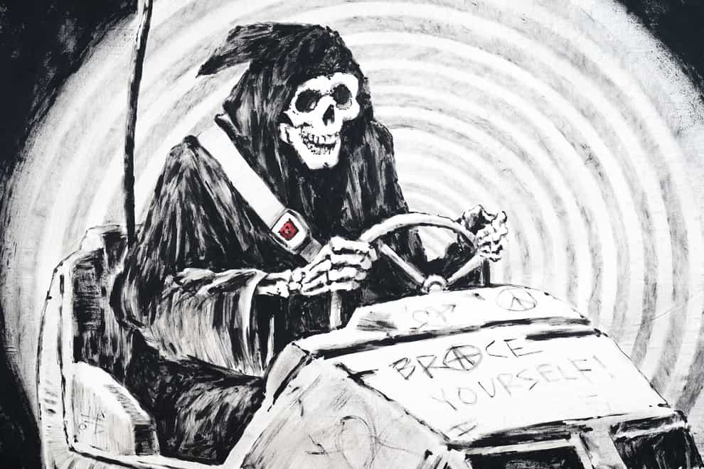 Banksy’s original grim reaper painting Brace Yourself! (Kirsty O’Connor/PA)