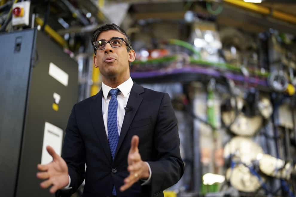 Prime Minister Rishi Sunak during a visit to the UK Atomic Energy Authority in Oxfordshire (Jacob King/PA)