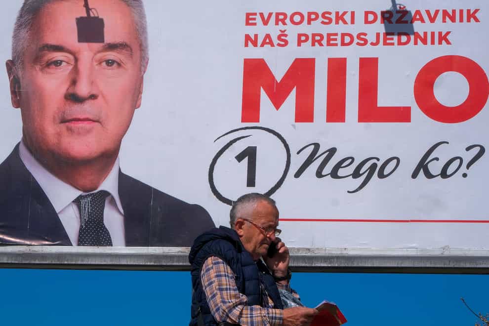 Pro-Western incumbent Milo Djukanovic hopes to hold on to power in Montenegro (Risto Bozovic/AP)