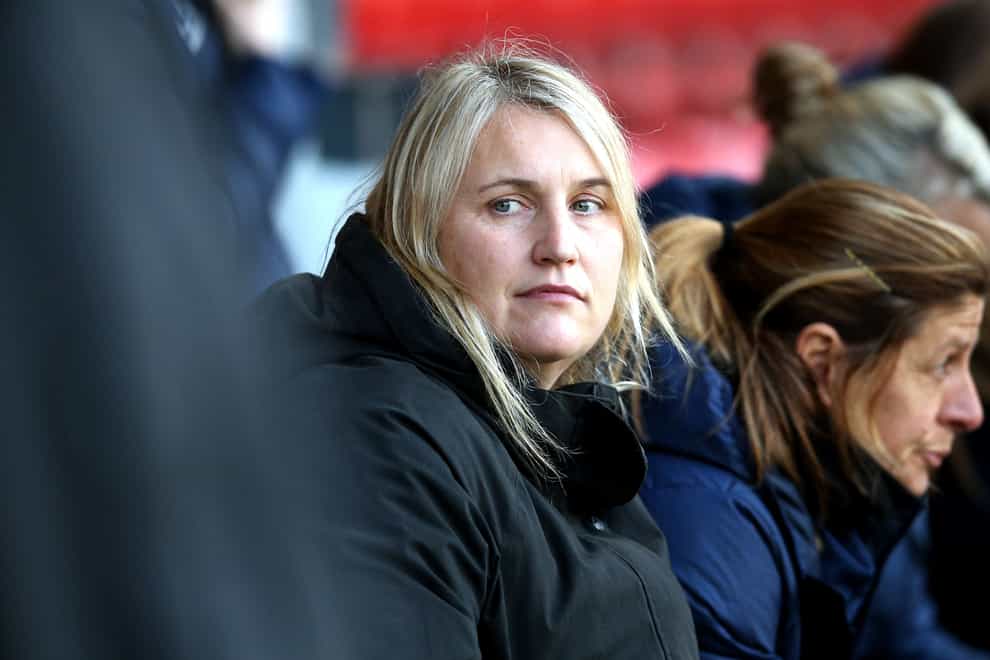 Emma Hayes spoke about Graham Potter’s departure following Chelsea’s WSL win at Villa (Nigel French/PA)