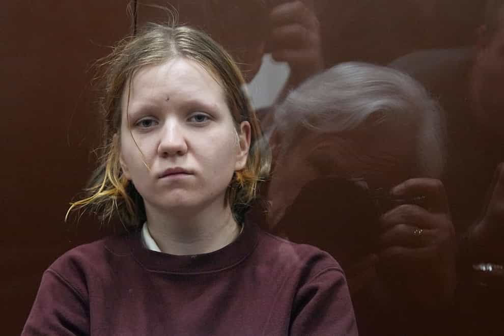 Darya Trepova prior to a court session in the Basmanny District Court, in Moscow, Russia (Alexander Zemlianichenko/AP)