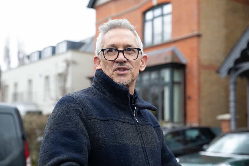 Match Of The Day host Gary Lineker outside his home in London (Lucy North/PA)