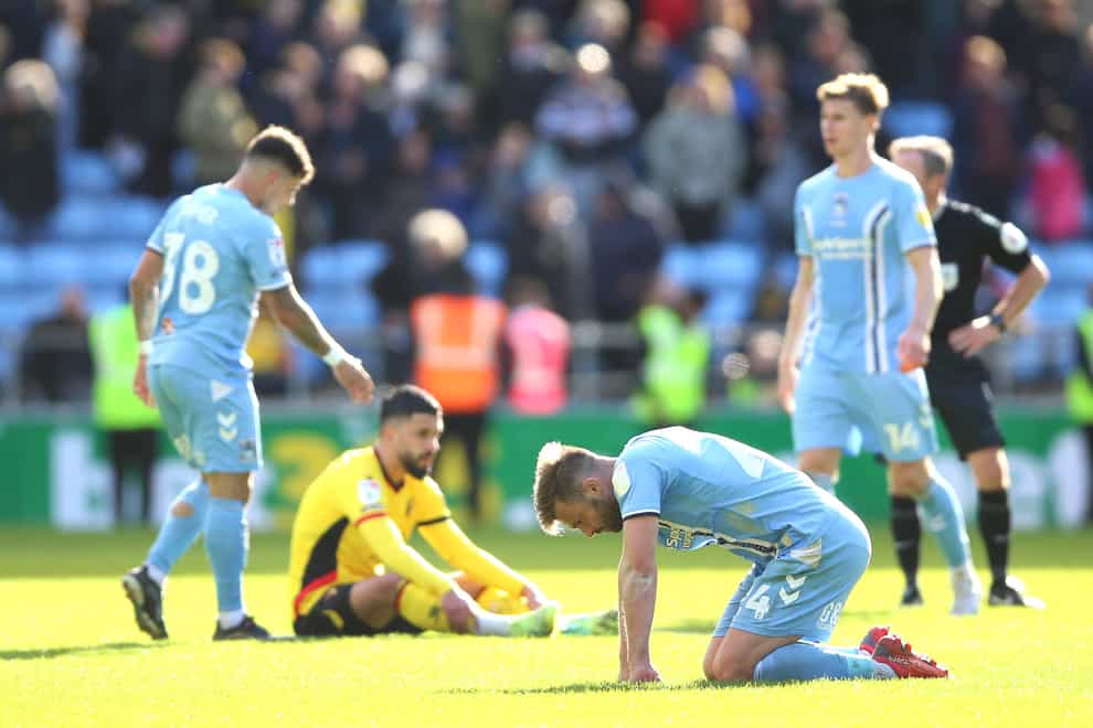 Coventry and Watford played out a draw that helped neither club (Nigel French/PA)