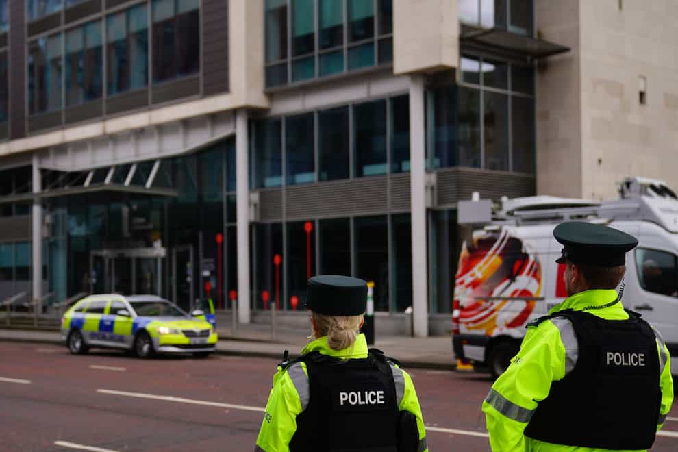 Police presence in Belfast city centre ahead of the arrival of US President Joe Biden for his visit to Ireland (Aaron Chown/PA)