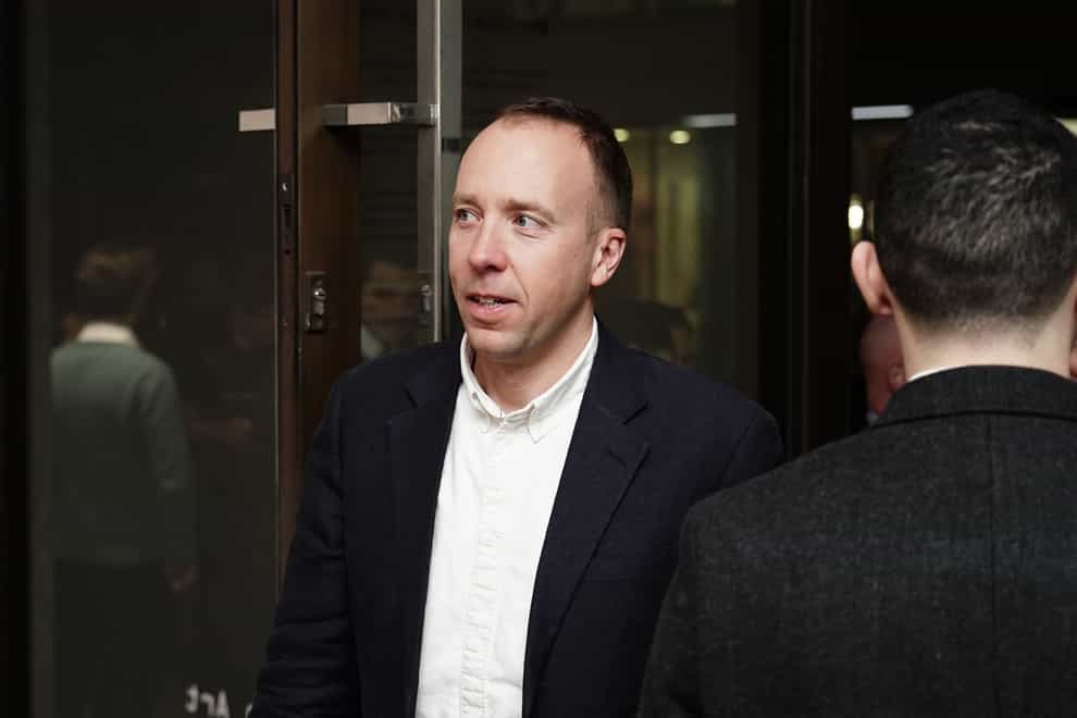 Matt Hancock arrives at the NFT Gallery, London, where a Ukrainian family will launch their first NFT collection. Picture date: Monday February 27, 2023.