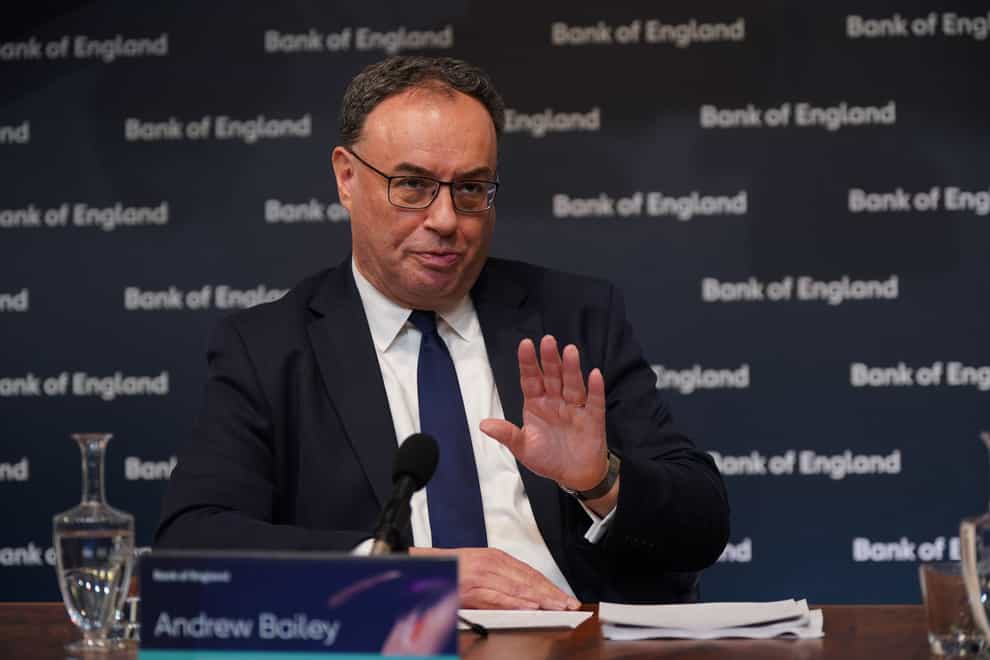 Andrew Bailey was speaking at an event hosted by the Institute of International Finance (Yui Mok/PA)