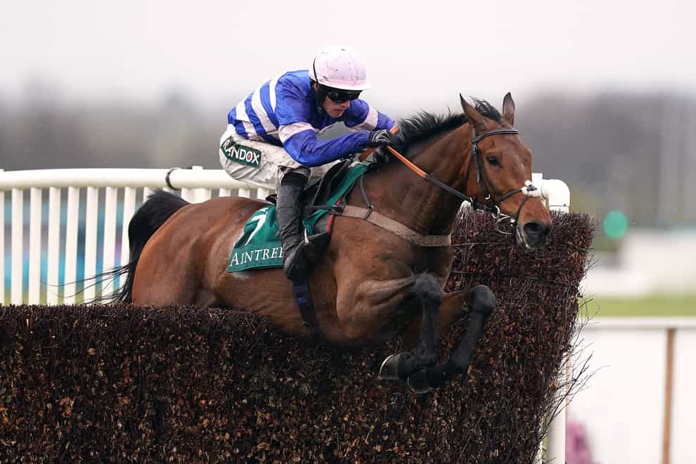 Pic D’Orhy and Harry Cobden on their way to winning the Marsh Chase at Aintree (Mike Egerton/PA)