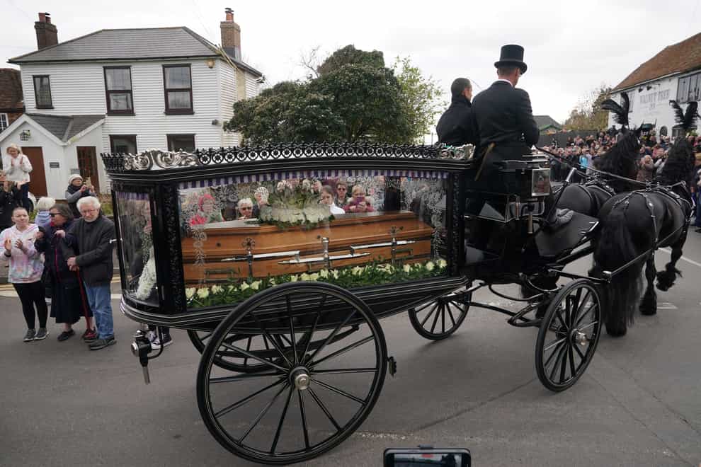 The funeral cortege of Paul O’Grady (Yui Mok/PA)