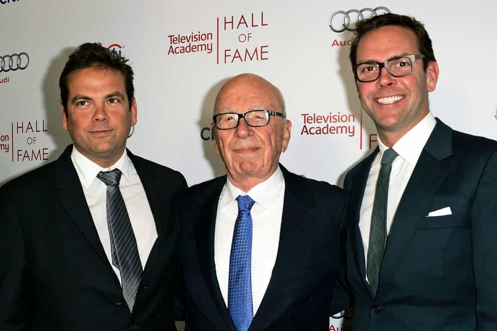 News Corp executive chairman Rupert Murdoch, centre, and his sons, Lachlan, left, and James Murdoch (Dan Steinberg/Invision/AP)