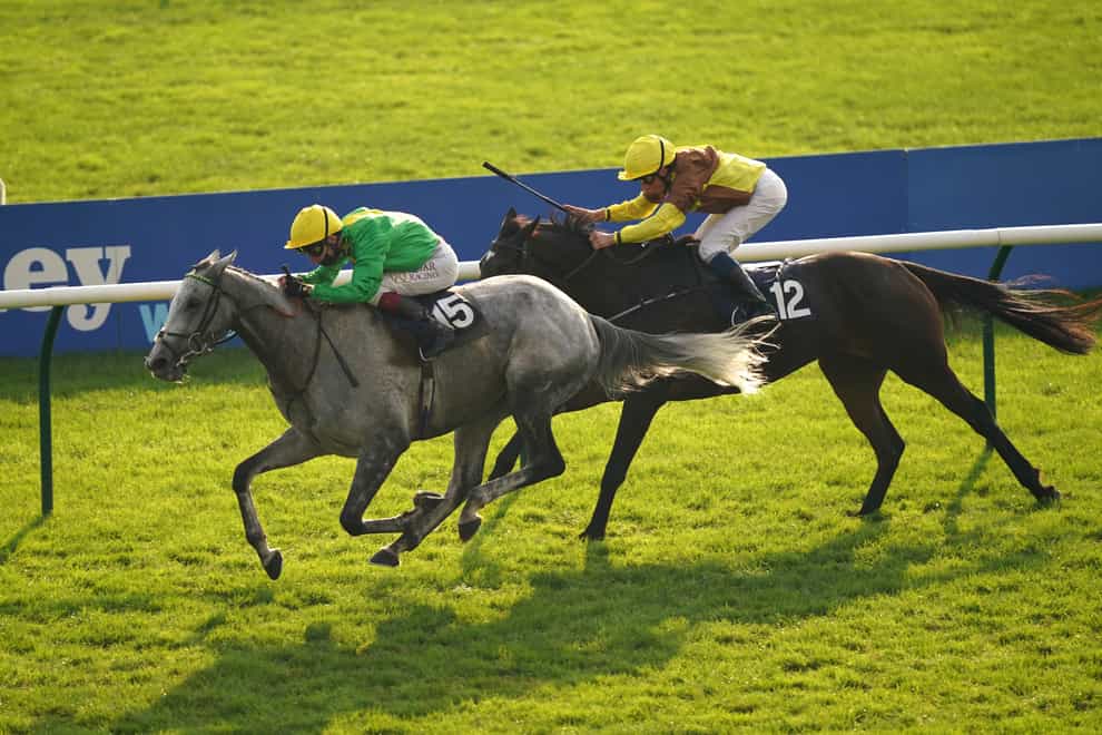 Oisin Murphy riding Buzz (left) on their way to winning the Together For Racing International Cesarewitch Handicap at Newmarket Racecourse. Picture date: Friday October 8, 2021. (Tim Goode/PA)