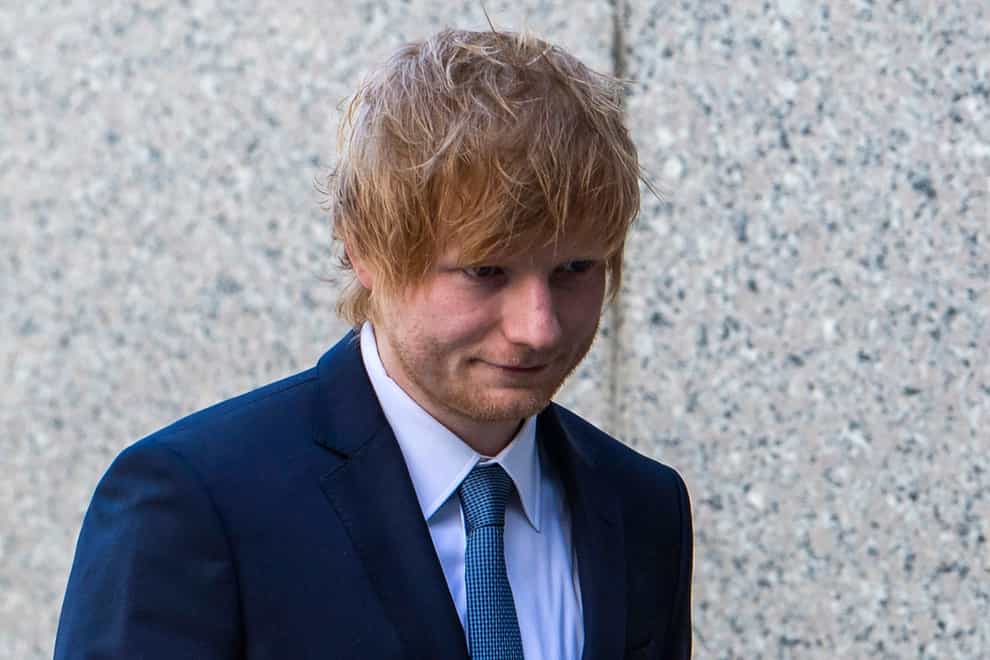 Ed Sheeran walks into Manhattan federal court on Tuesday (Brittainy Newman/AP)