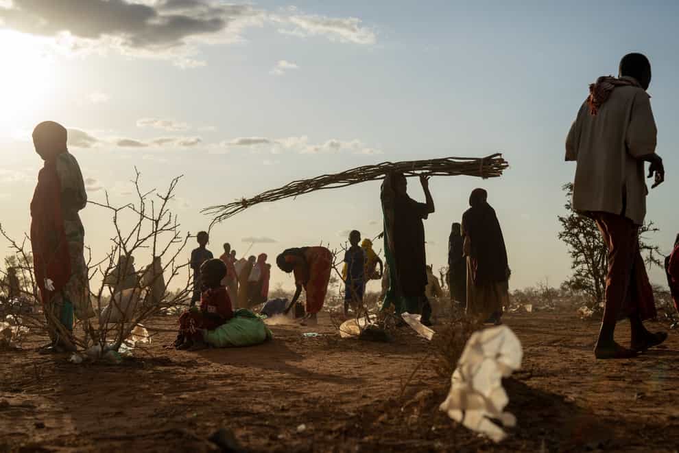 Somalis who have been displaced due to drought settle at a camp on the outskirts of Dollow in September 2022 (Jerome Delay/AP)