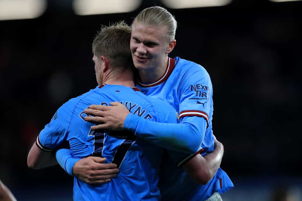 Kevin De Bruyne and Erling Haaland were outstanding as Manchester City overpowered Arsenal (Bradley Collyer/PA)
