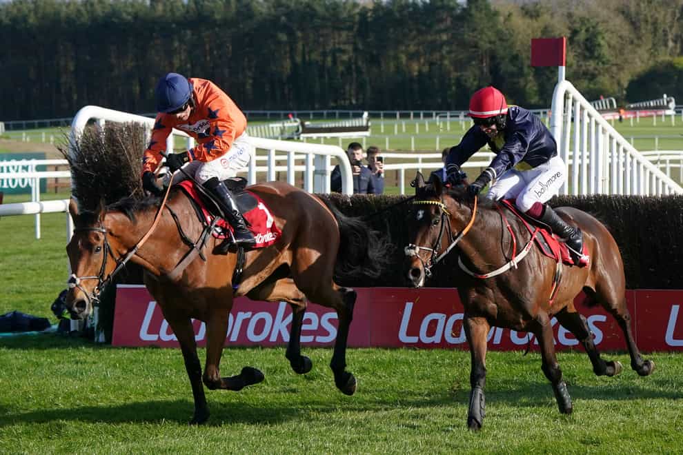 Bravemansgame (left) went down on his shield in the Punchestown Gold Cup (Brian Lawless/PA)