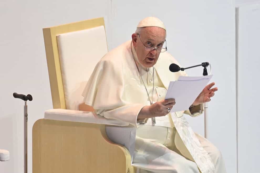 Pope Francis delivers his speech (AP)