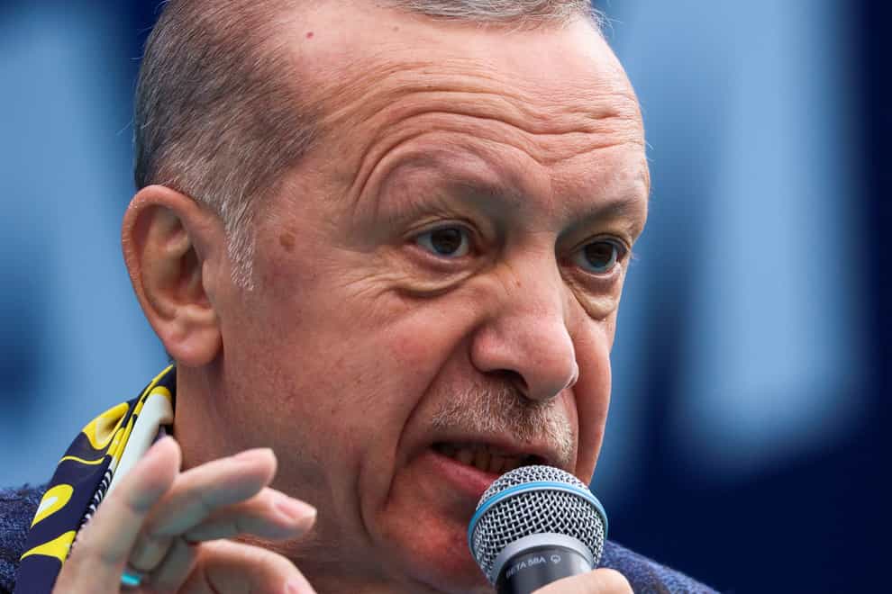 Turkish President Recep Tayyip Erdogan said Turkish forces have killed the leader of the Islamic State group during an operation in Syria (Ali Unal/AP)